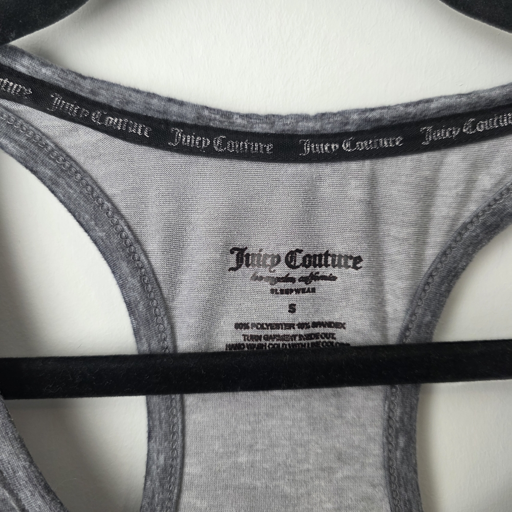 Juicy Couture Gray Racerback Tank Top Women’s Small Glitter Logo Athletic Active - Picture 5 of 8